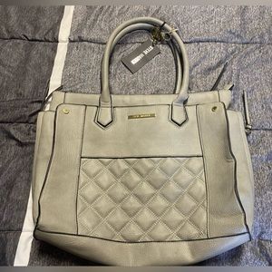NWT - Steve Madden Large Blue Grey Quilted Purse Tote Bag - Retails for $108